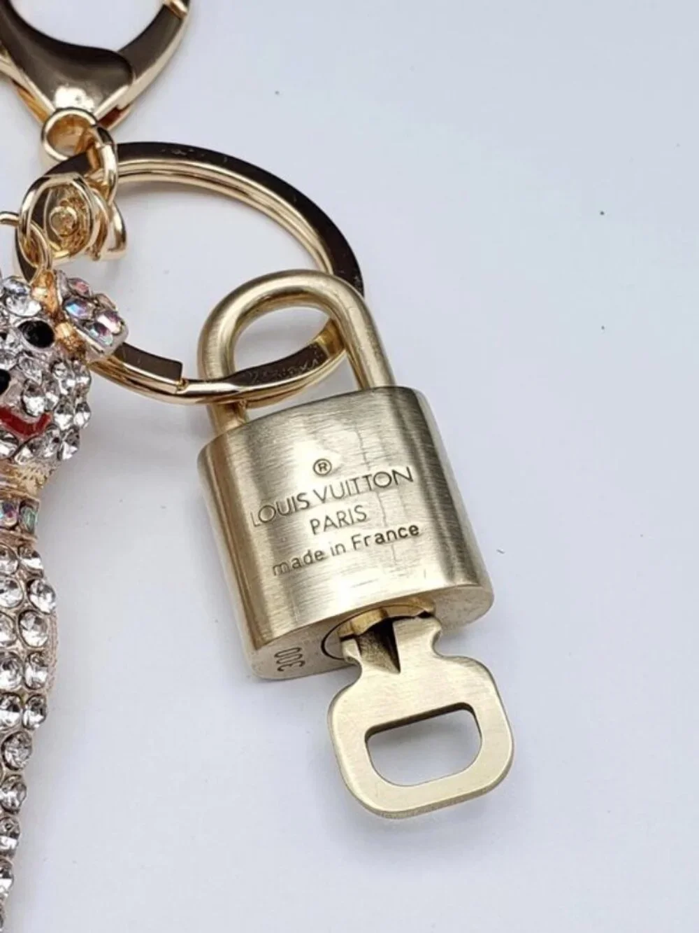 Authentic Louis Vuitton Gold Padlock 🔒 Shiny LV Key + Unbranded Dog Bag Charm